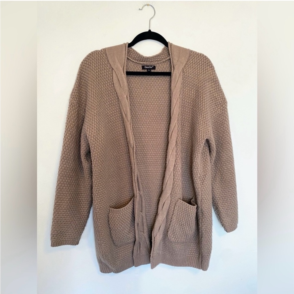 OmicGot Women’s Long Open Front Chunky Knit Cardigan, size Large